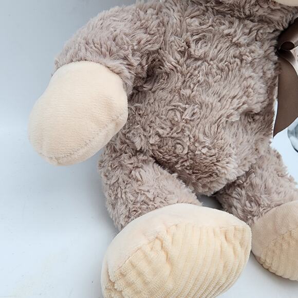 Walgreens Monkey Plush 12" Shaggy Beige Fur Corded Feet Satin Bow Stuffed Animal - Picture 4 of 9